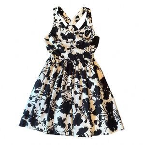 ELLE Black White Floral Fit & Flare Crossback Dress Size 4 769S